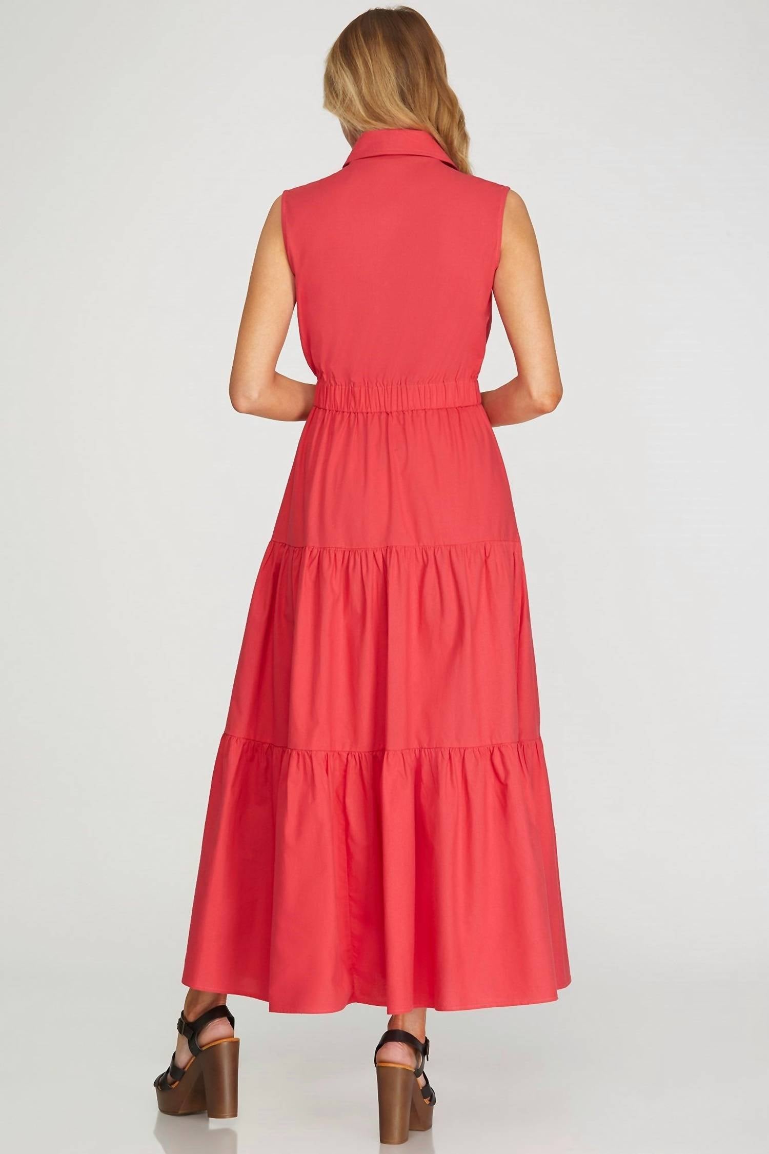 SHE + SKY Safari Maxi Dress in scarlet - women's dress - detail view