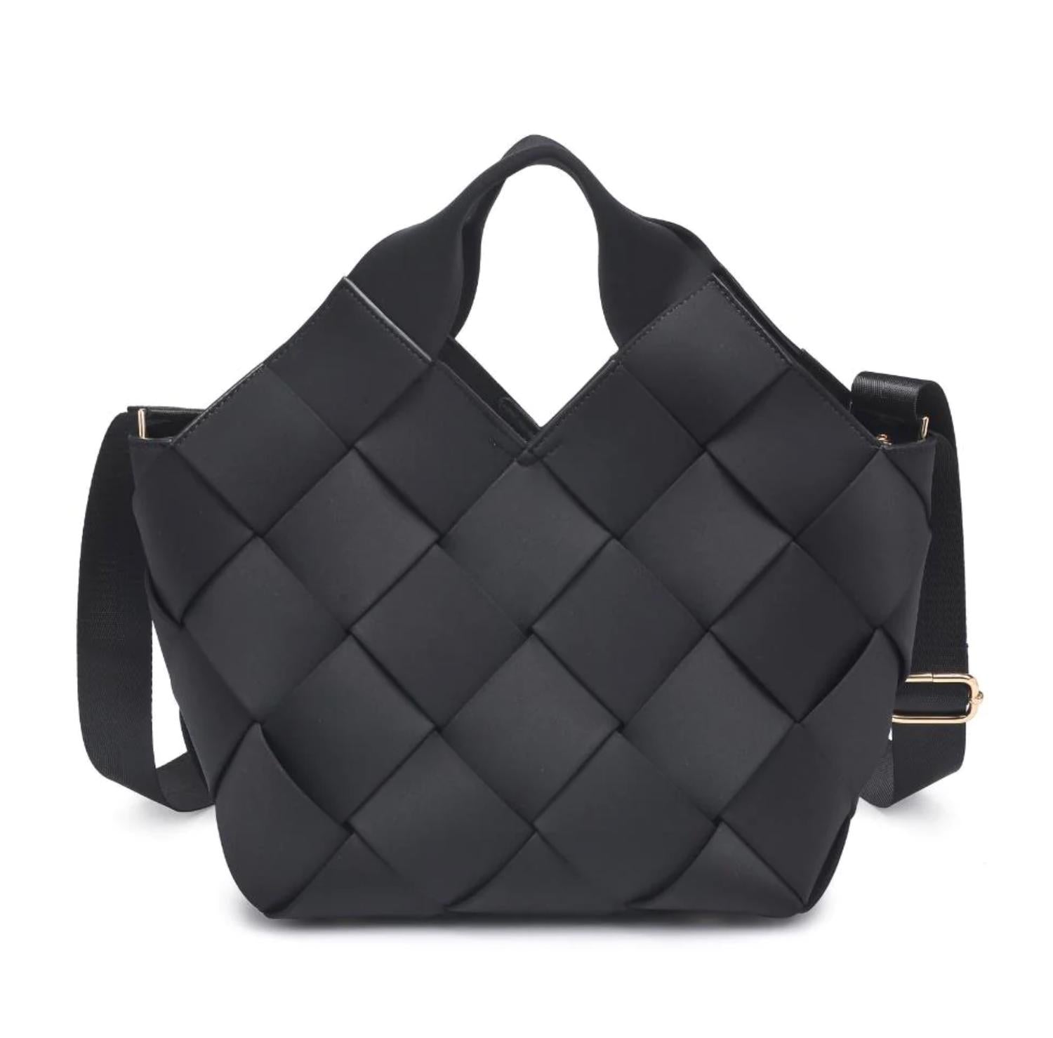 SOL and SELENE Women's Resilience Woven Neoprene Tote in black - women's bag