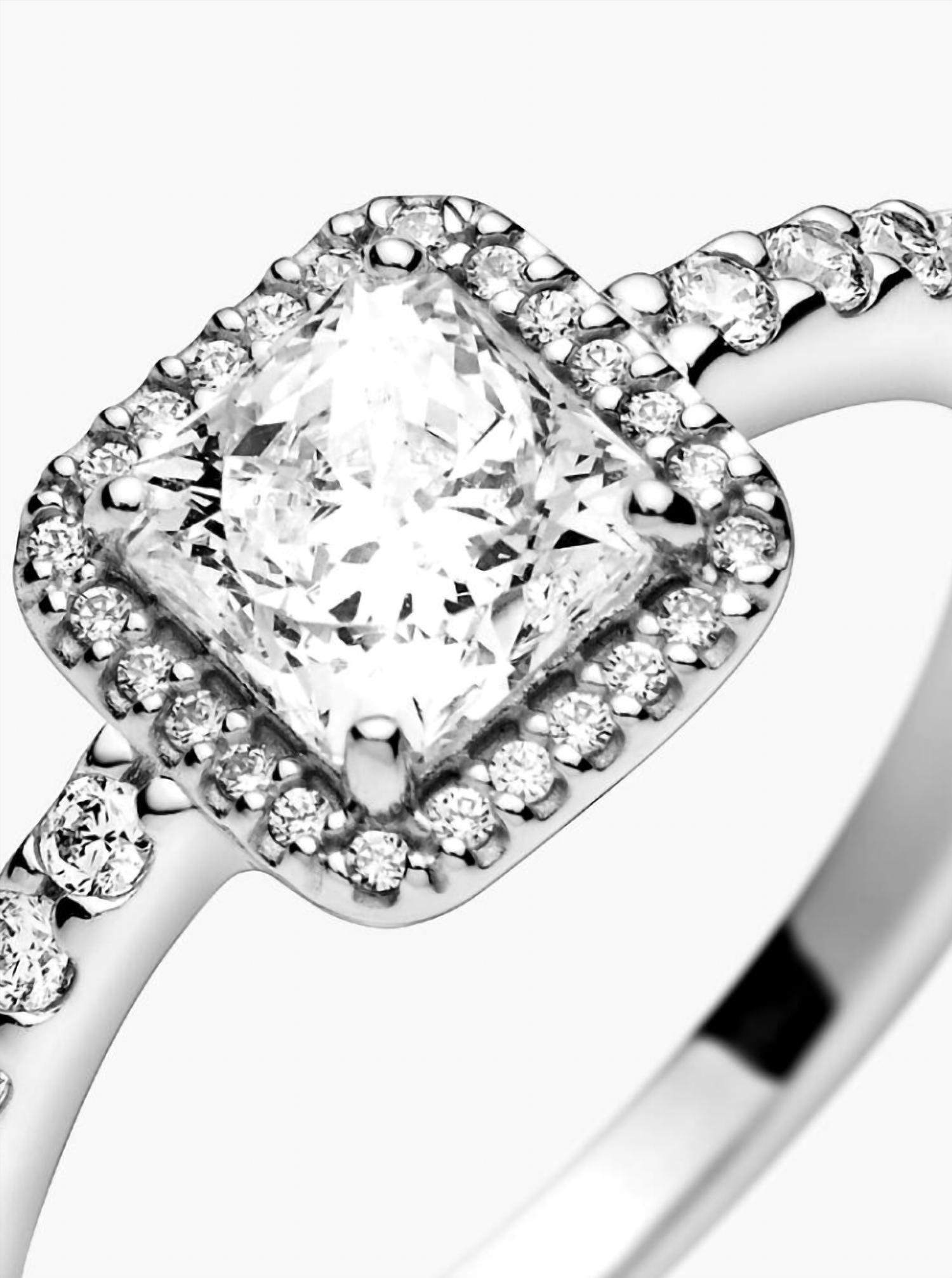 Pandora Women's Square Sparkle Halo Ring in silver - women's jewelry - view 5