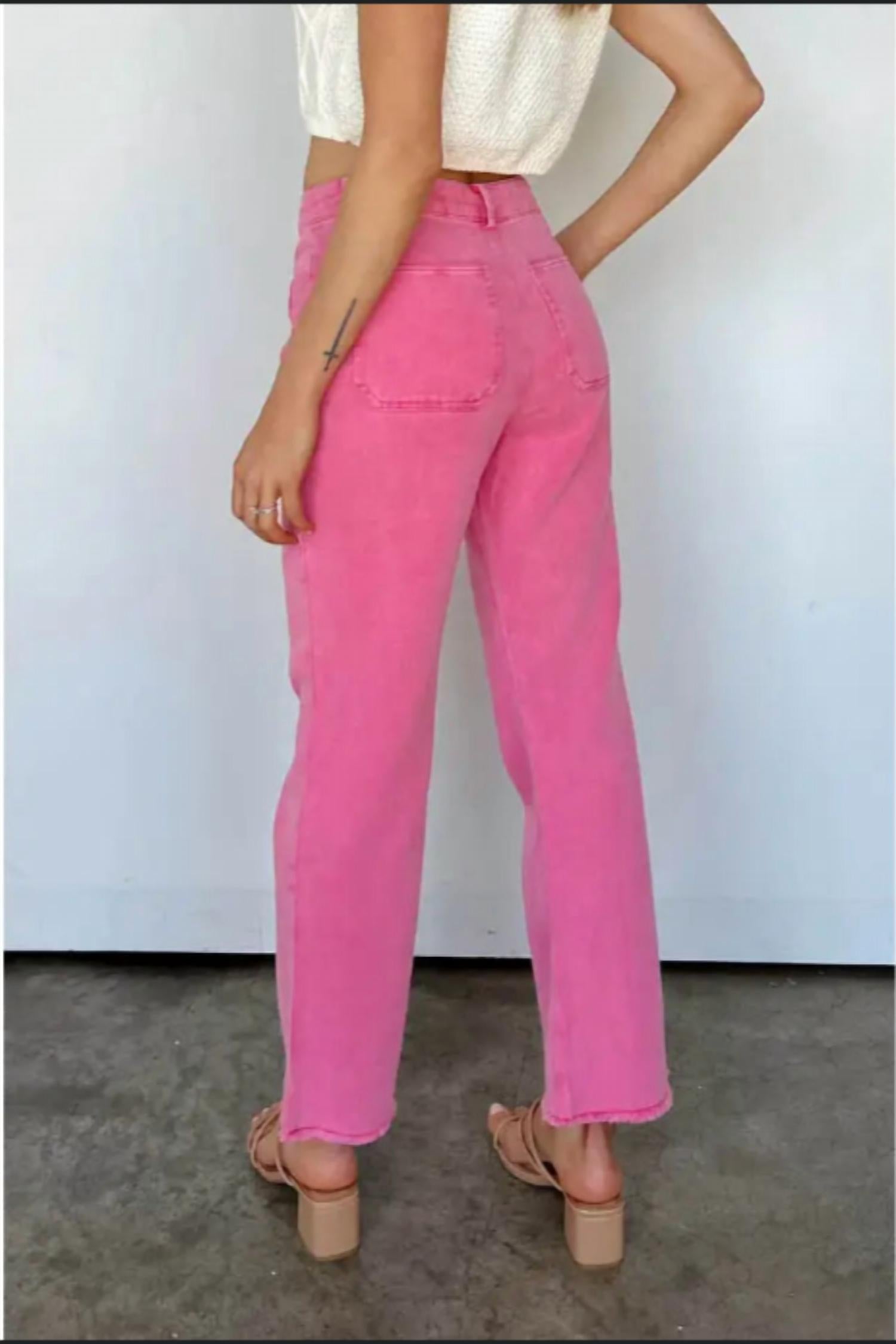 Shiying Fashion - Ankle Length Flare Leg Raw Hem Jeans