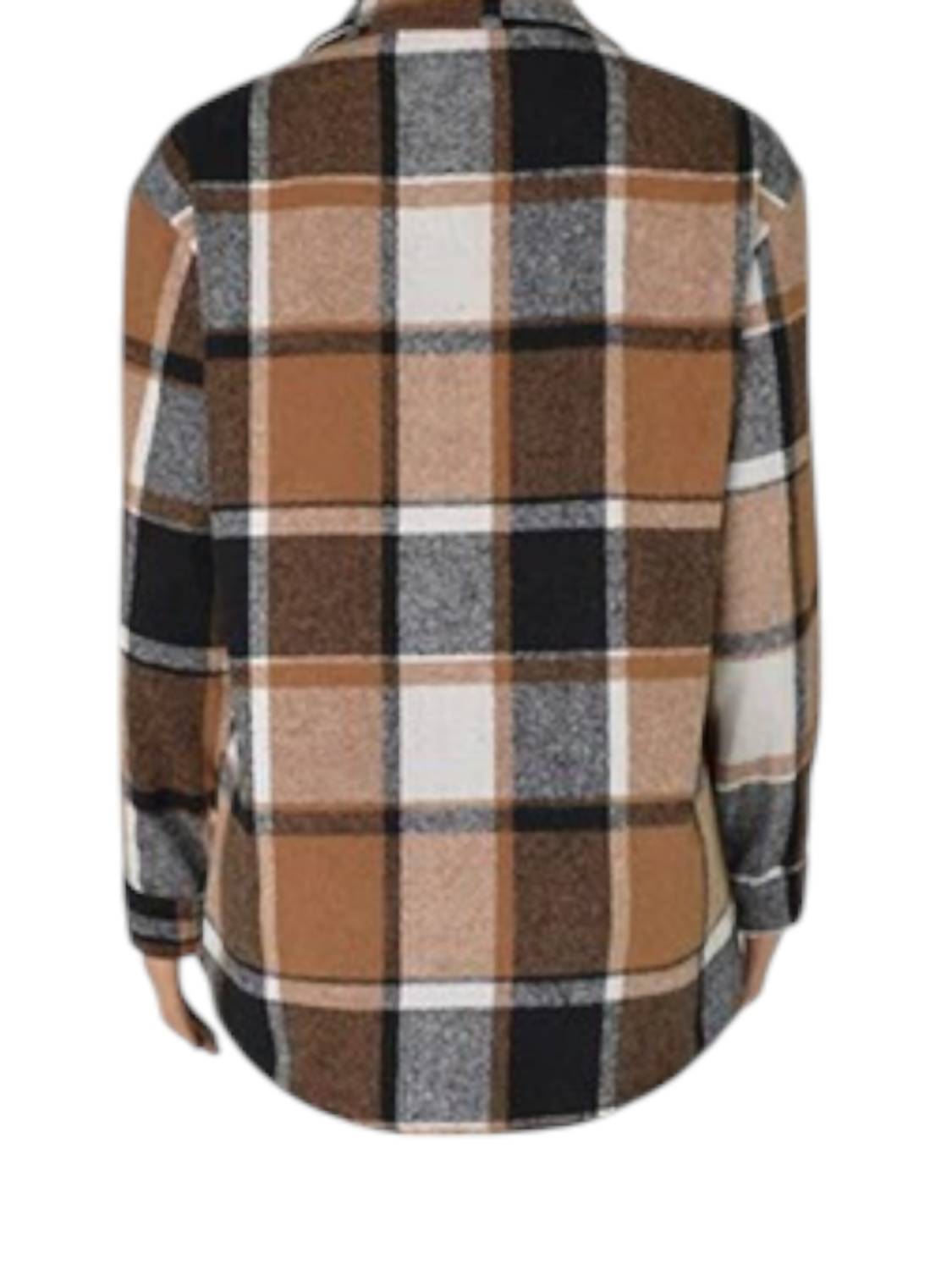 Macaron - Women's Plaid Printed Adorable Buttoned Shacket