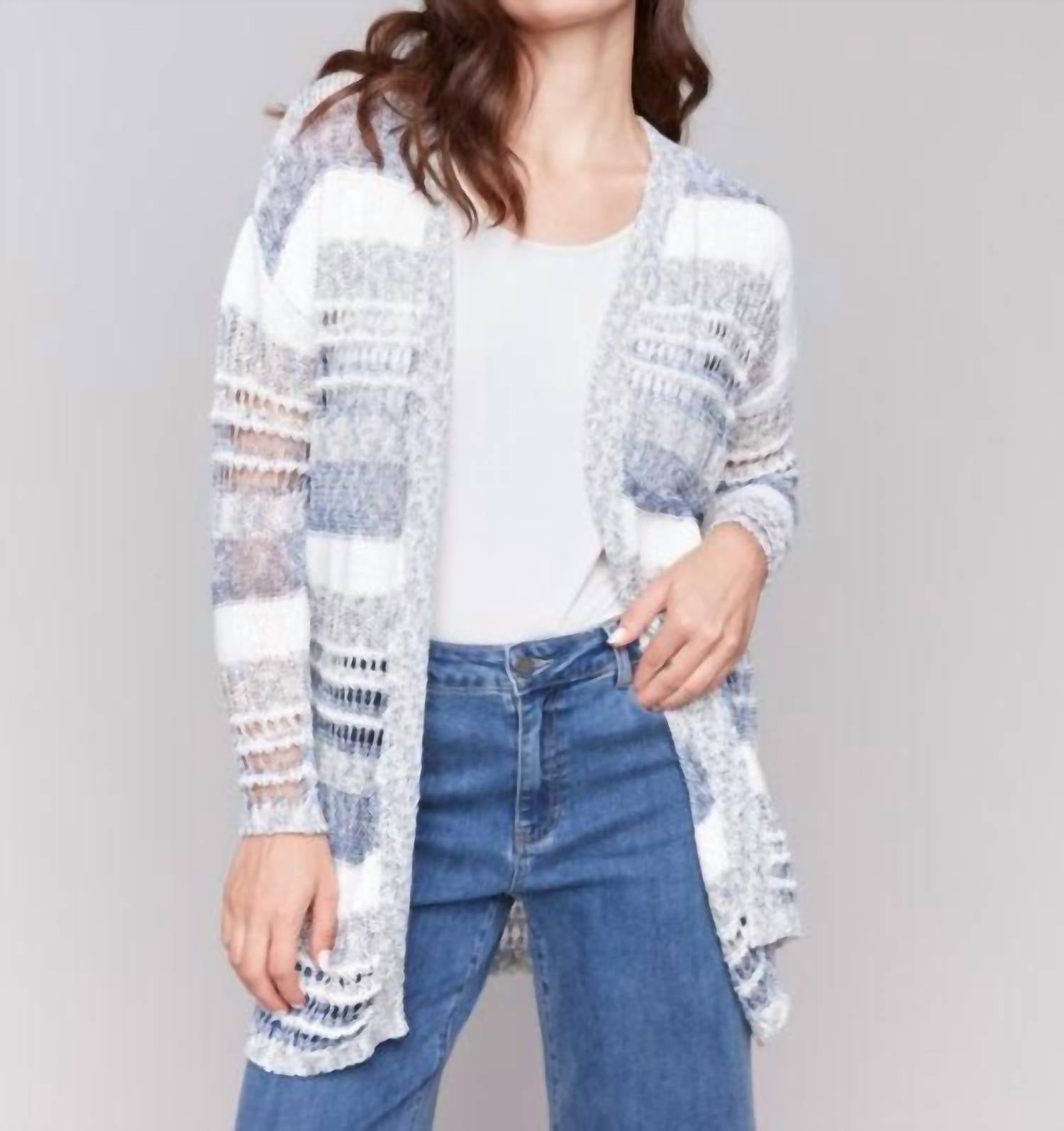 Charlie B - Knee-length Striped Cardigan
