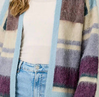 Mystree - Fuzzy Color Block Cardigan