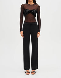 MISHA Callista Sequin-embellished Bodysuit in black - women's shirt - alternate view