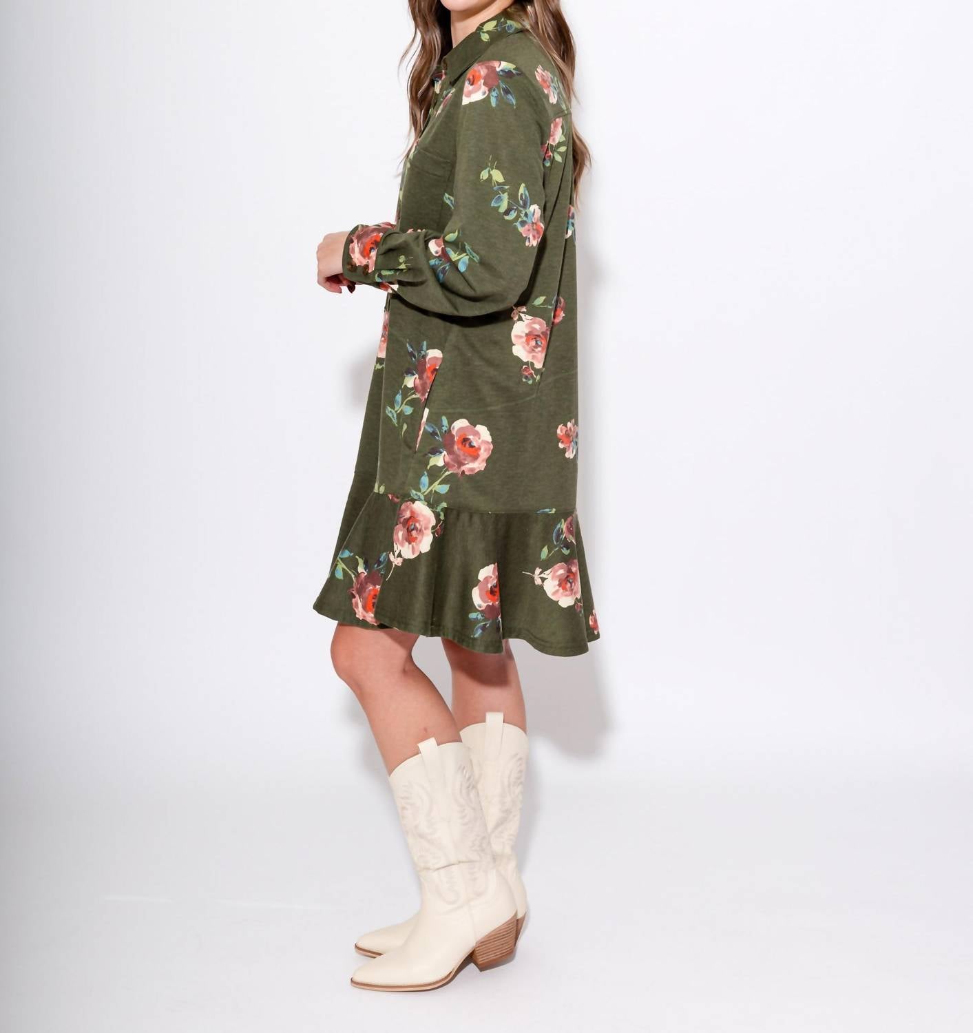Ivy Jane - Floral Knit Shirt Dress