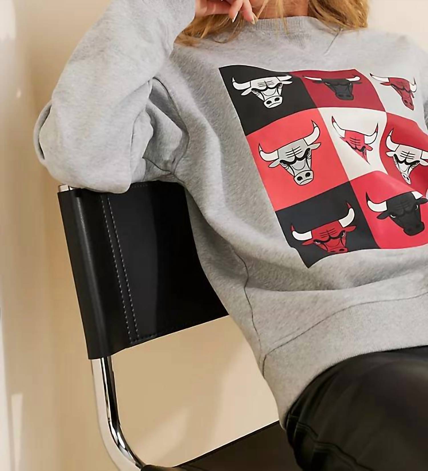 TEREZ Chicago Bulls Technicolor Crewneck Sweatshirt in gray - women's top - alternate view