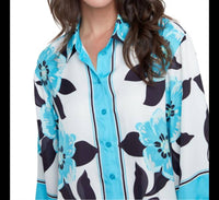 Renuar - Floral Button-up Collared Blouse