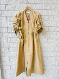 HUNTER BELL Lavin Midi Dress in british khaki - women's dress - detail view