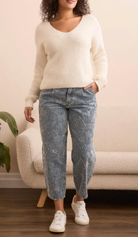 Tribal - Drop Shoulder V-neck Sweater