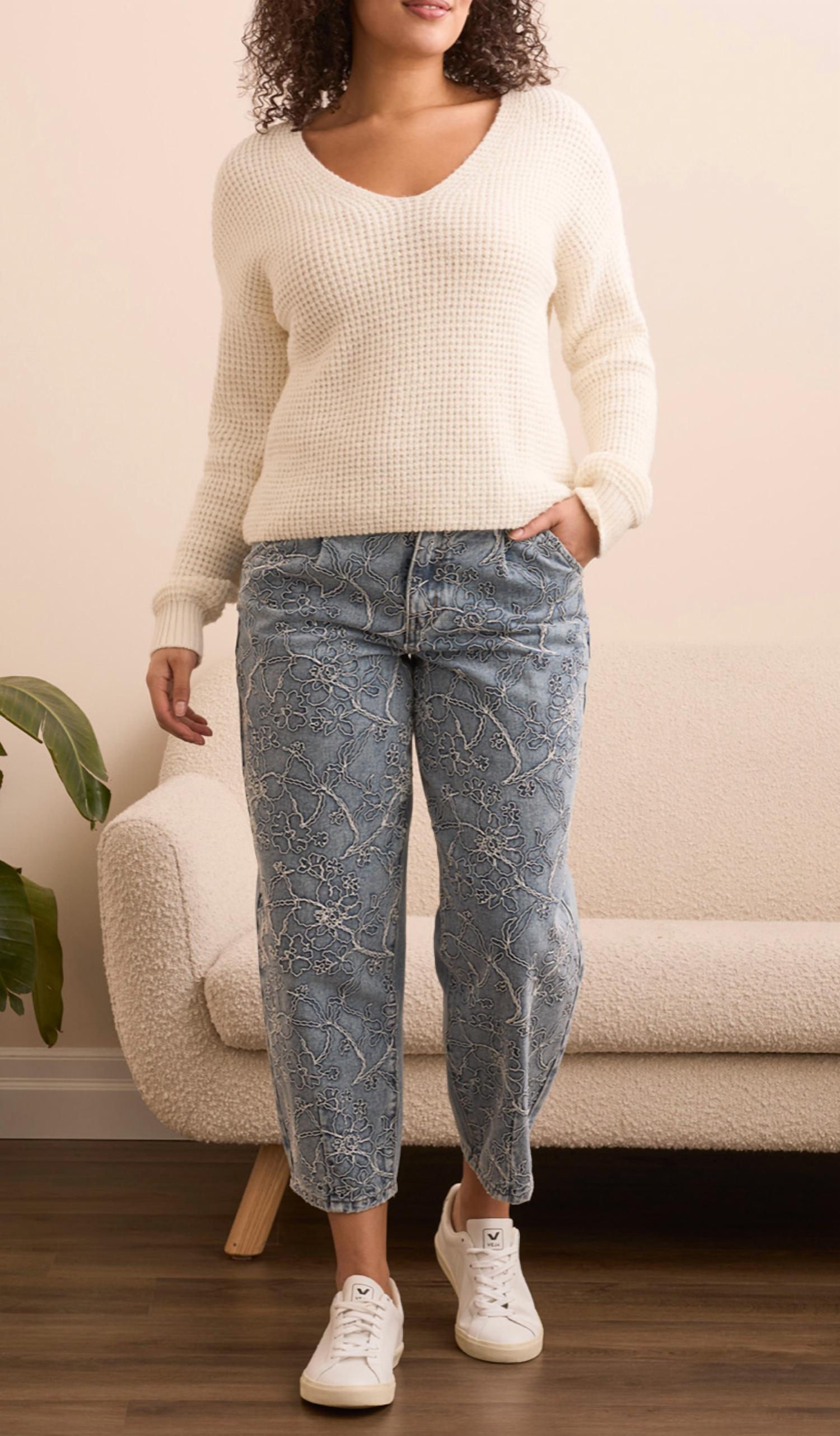 Tribal - Drop Shoulder V-neck Sweater