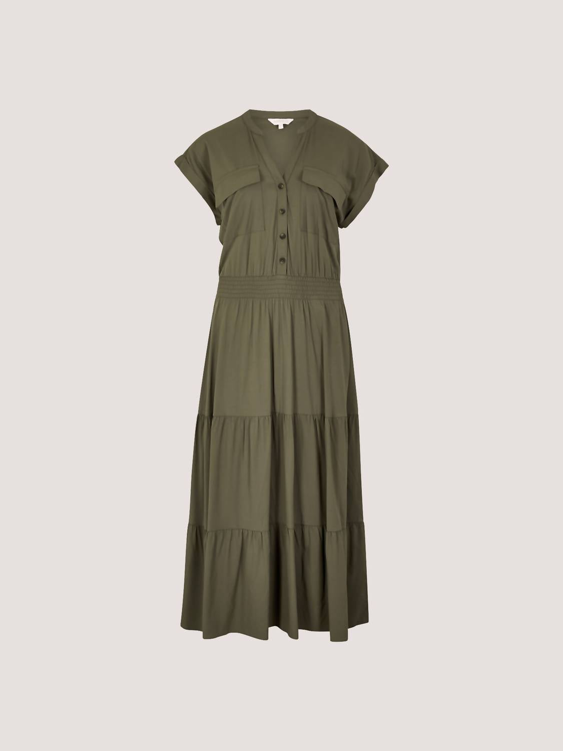 APRICOT Tiered Utility Midaxi Dress in khaki - women's dress - view 4