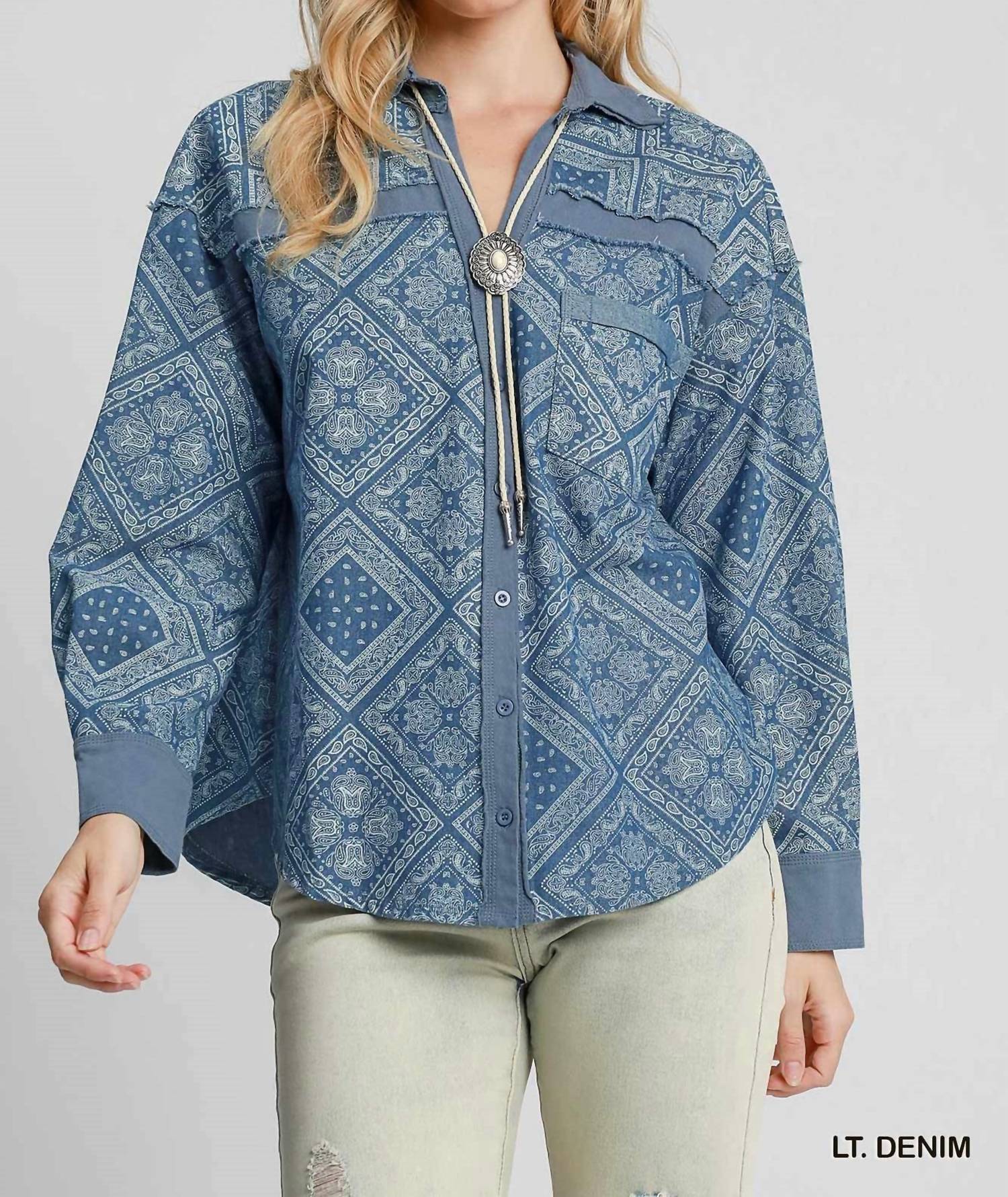 Umgee - Paisley Print Shirt Jacket