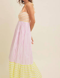 In February - Stripe Smocked Maxi Dress