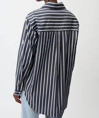 Joseph Ribkoff - Stretch Cotton Stripe Print Boxy Blouse With Rhinestones