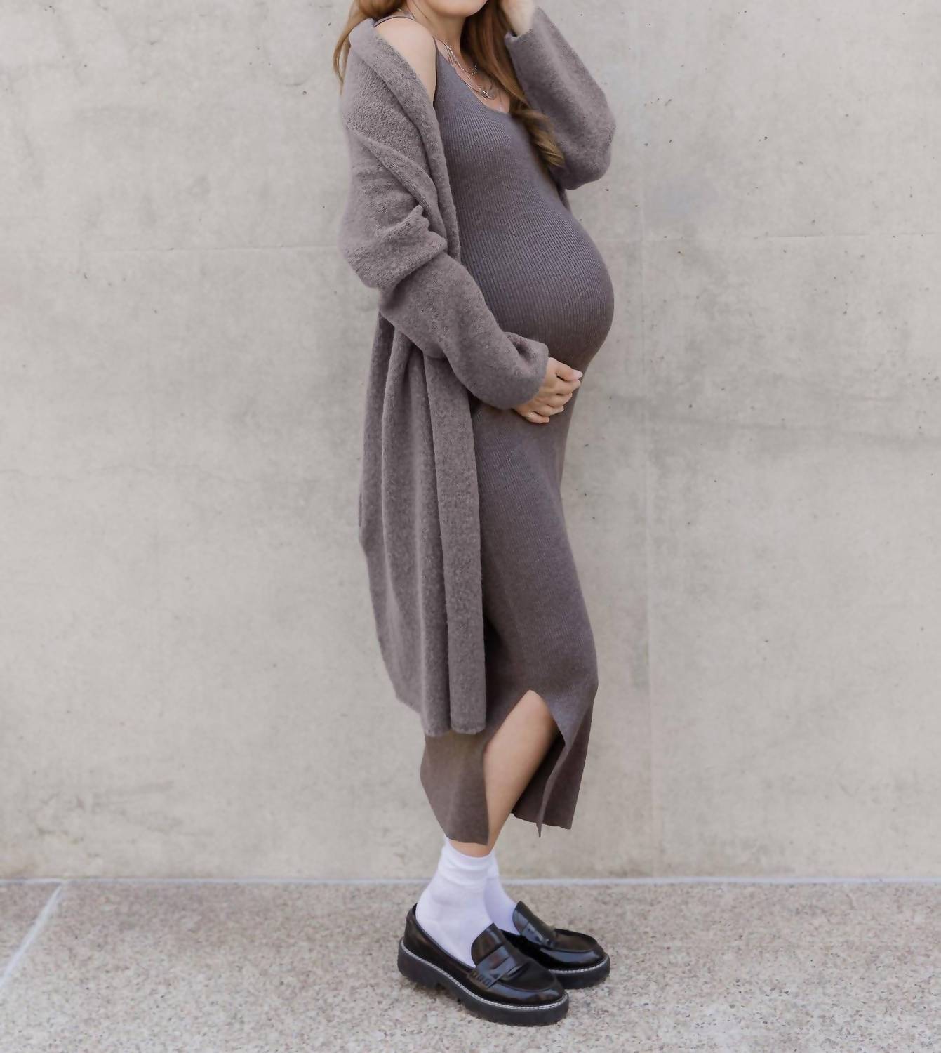 Kindred Bravely 2-in-1 Maternity And Nursing Midi Dress in 1 maternity and nursing midi dress in charcoal - women's dress - view 6