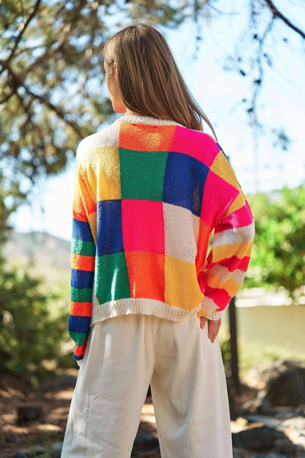 Davi & Dani - Light Weight Checkerboard Pullover Sweater - Plus