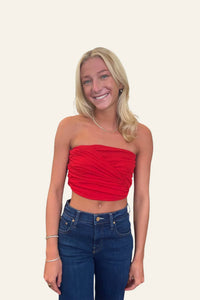 Ganni - Marl Mesh Draped Bandeau Top