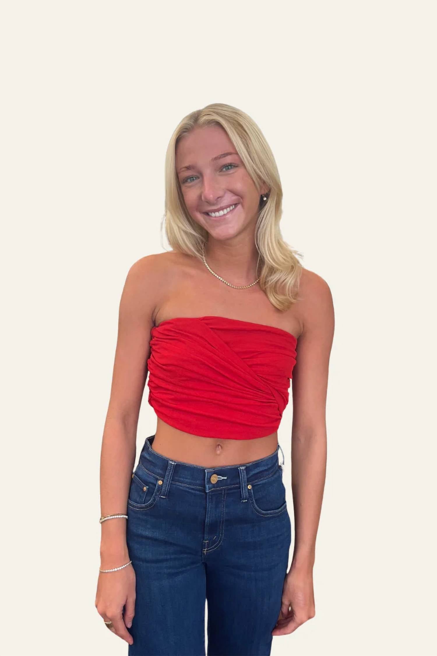 Ganni - Marl Mesh Draped Bandeau Top