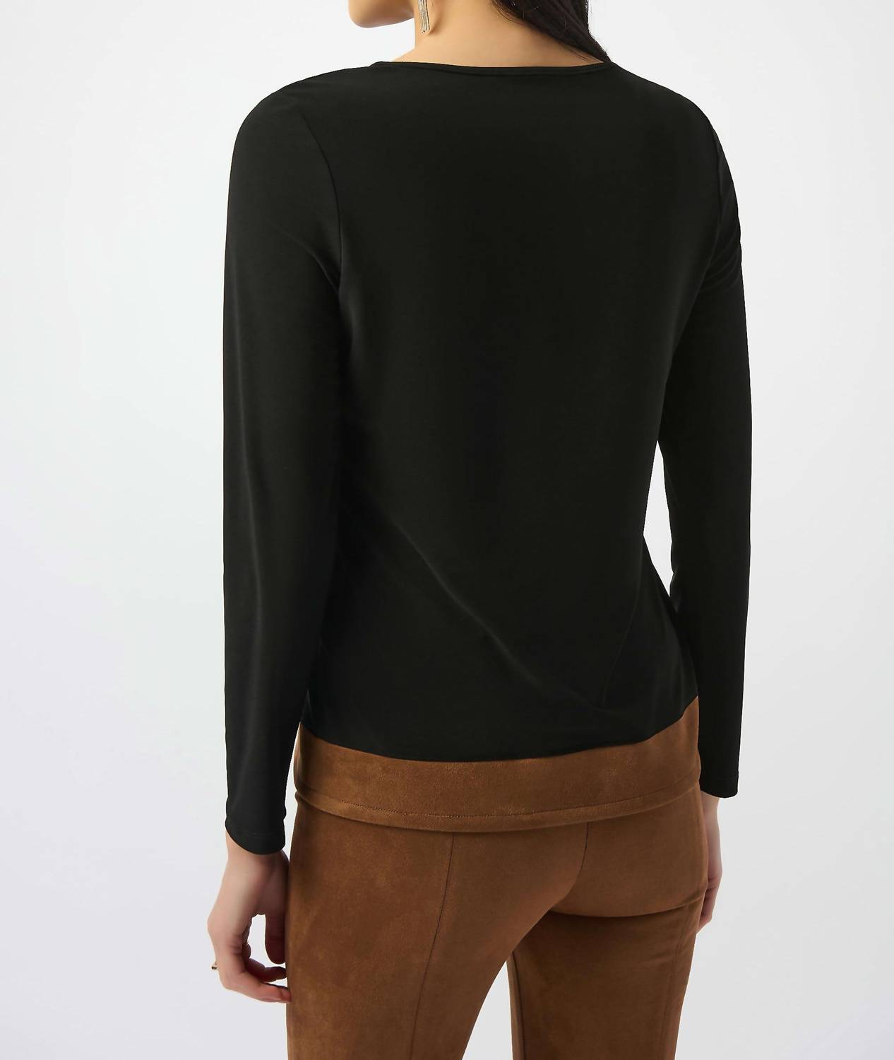 Joseph Ribkoff - Silky Knit & Suede Colour Block Straight Top