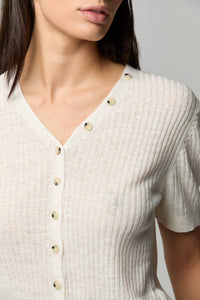 Asher Ingrid V Cardigan in white - women's cardigan - detail view