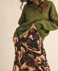 &Merci - Contrast Knit Scalloped Edge Sweater