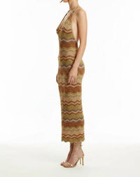 Dress Forum - Metallic Chevron Stripe Halter Dress