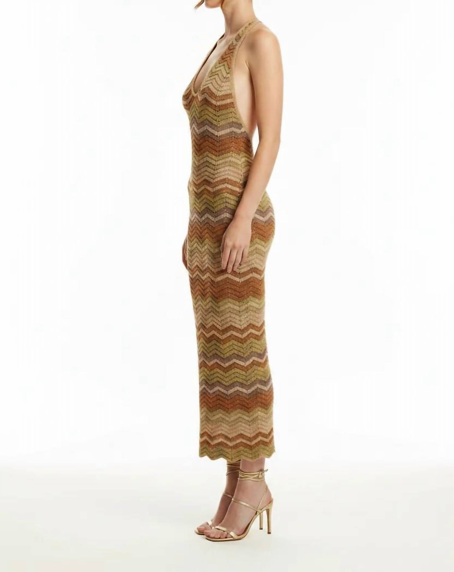 Dress Forum - Metallic Chevron Stripe Halter Dress