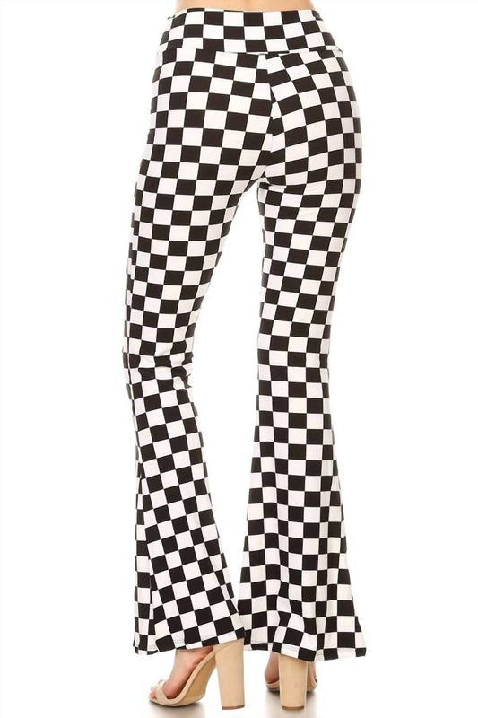 Pretty Attitude - Women's Checkered Bell Bottom Flare Pants