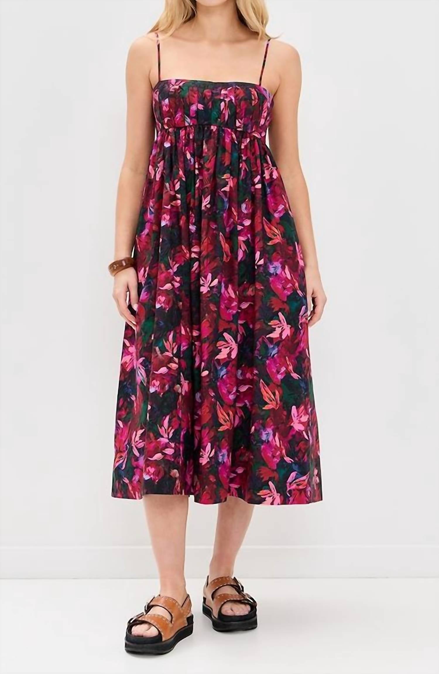 Ulla Johnson Lucille Floral Midi Dress in hibiscus - women's dress - view 6