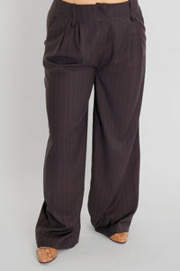 Norr Kandria Wide Leg Pants in brown - women's pants - detail view