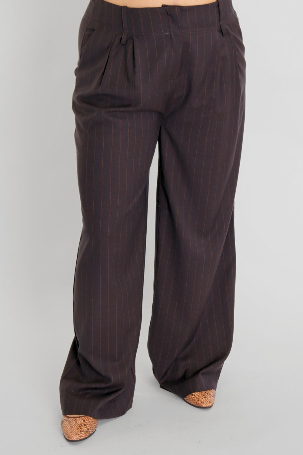 Norr Kandria Wide Leg Pants in brown - women's pants - detail view