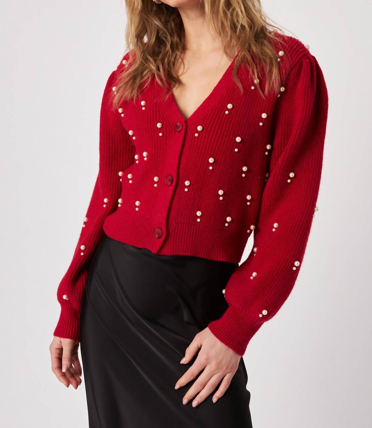 JOHN + JENN Bowen Cardigan Sweater in poinsettia - women's sweater - alternate view