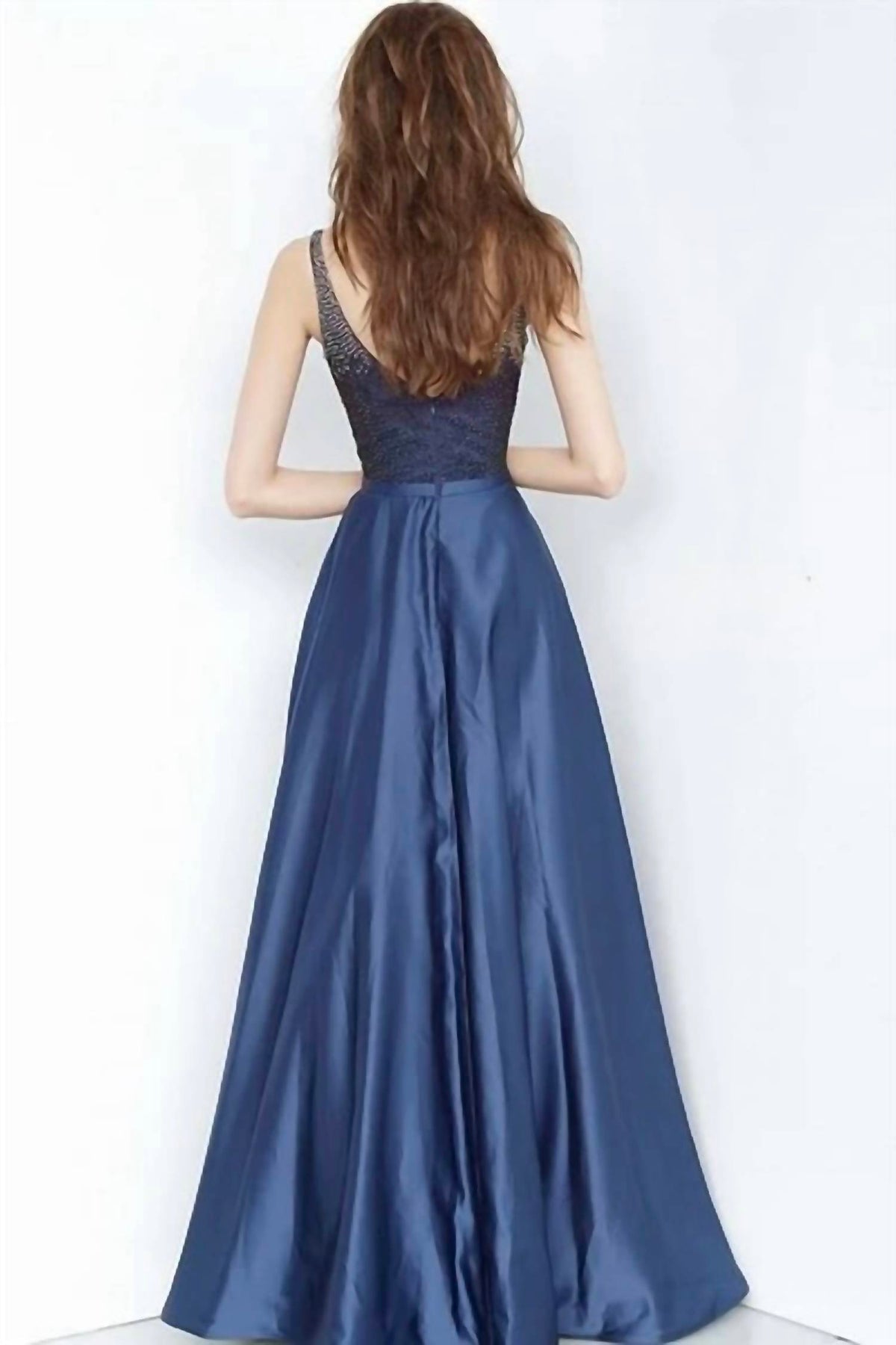 Jovani - Plunging Beaded Bodice Prom Gown