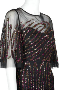 Aidan Mattox - Women's Embellished Keyhole Back Mesh Dress