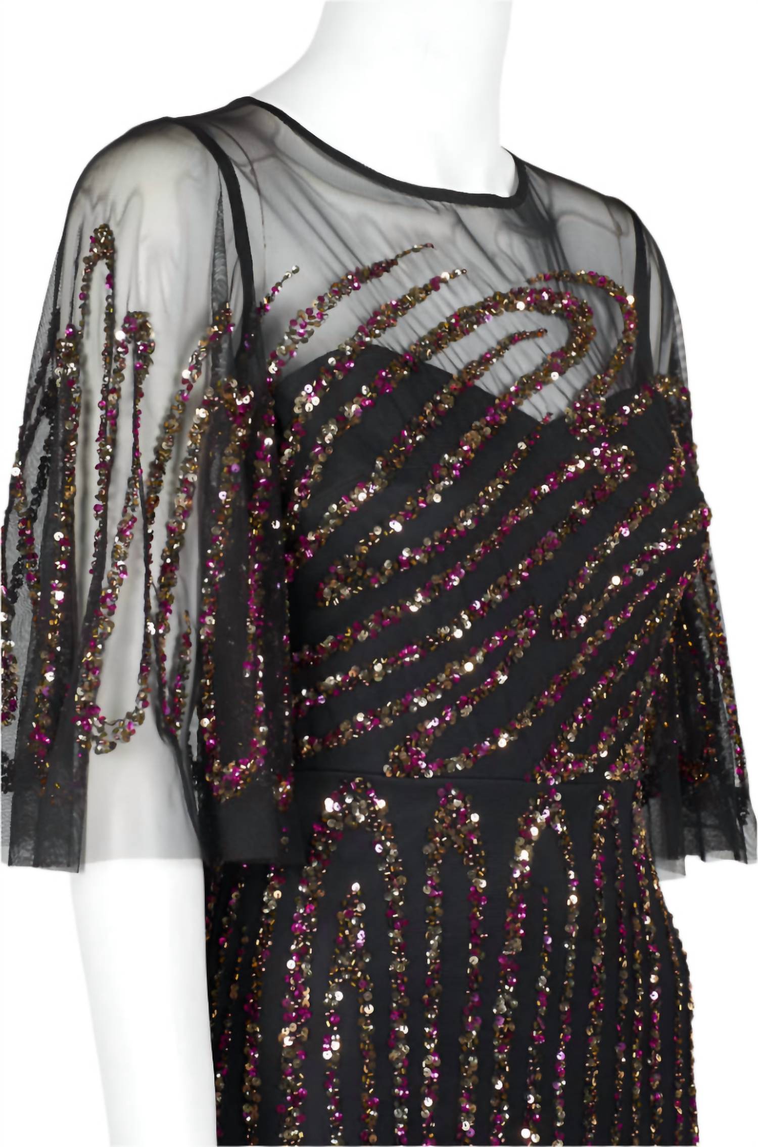 Aidan Mattox - Women's Embellished Keyhole Back Mesh Dress
