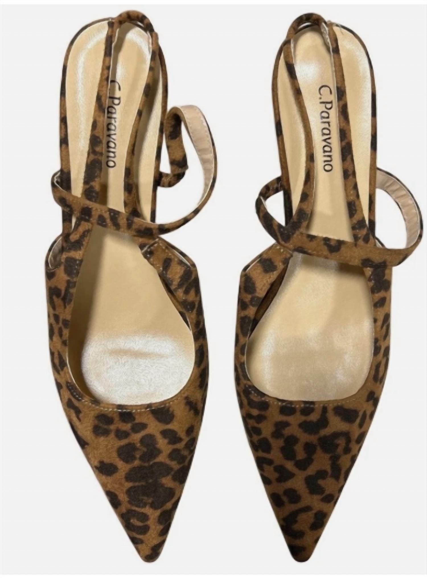 C.Paravano - Women's Leopard Spot Slingback 2.75" Kitten Heel