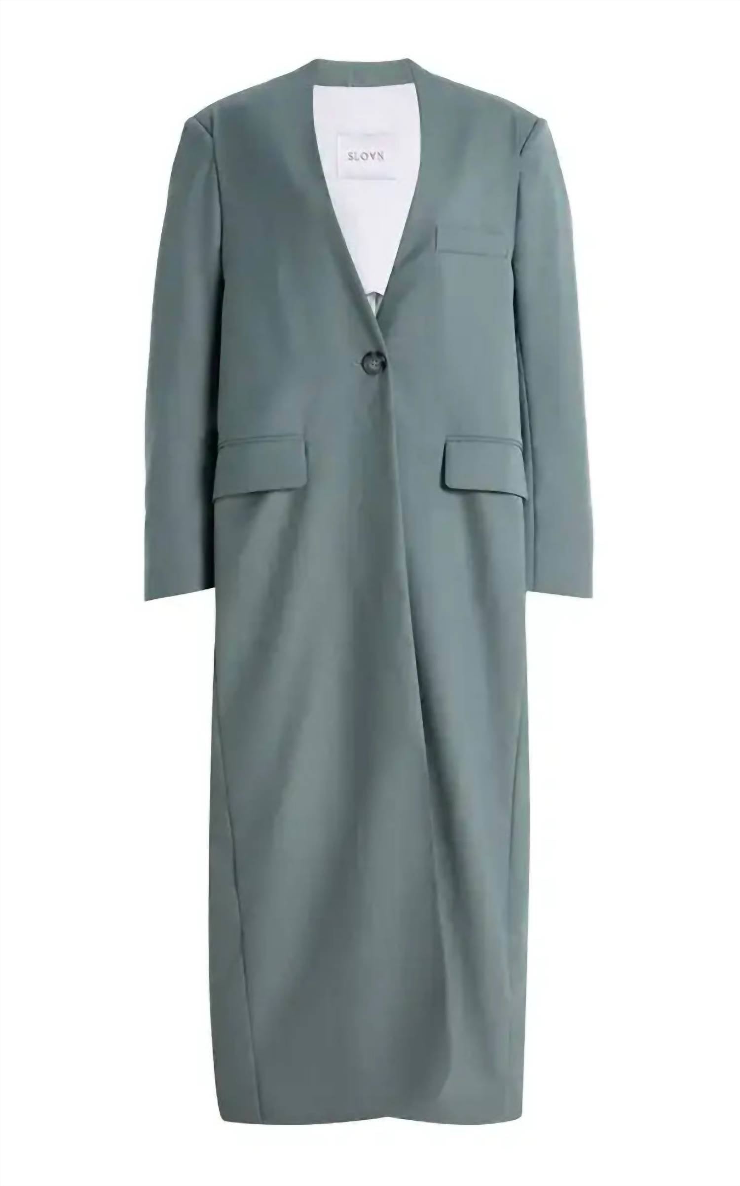 Sloan - Summer Wool Long Collarless Coat