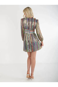 Emily McCarthy Tinsel Penny Mini Dress in multicolor - women's dress - alternate view