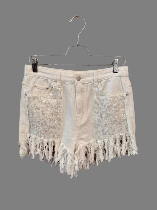 Pol - Sequin Front Pocket Fringe Shorts