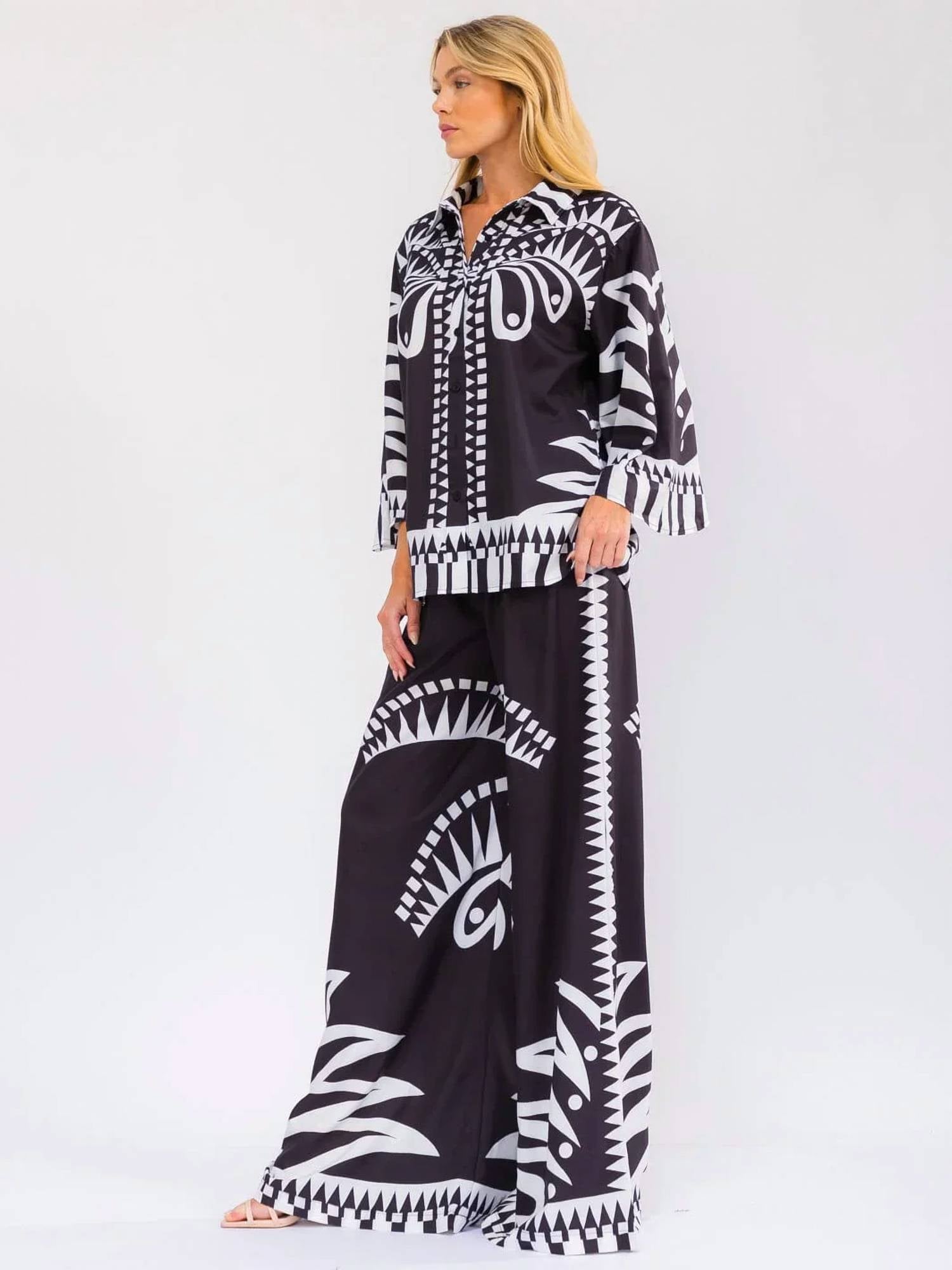 Little Secret Of Mine - Multi-print Wide Leg Pants Set