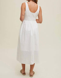 Wishlist - Linen With Smocked Waist Detail Midi Dress