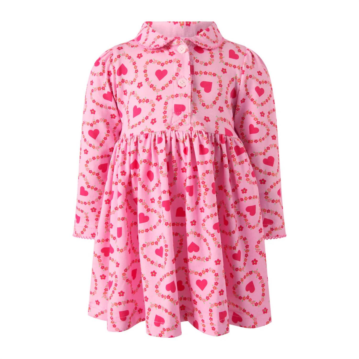 Rachel Riley Girl's Floral Heart Jersey Dress in pink - kids' dress
