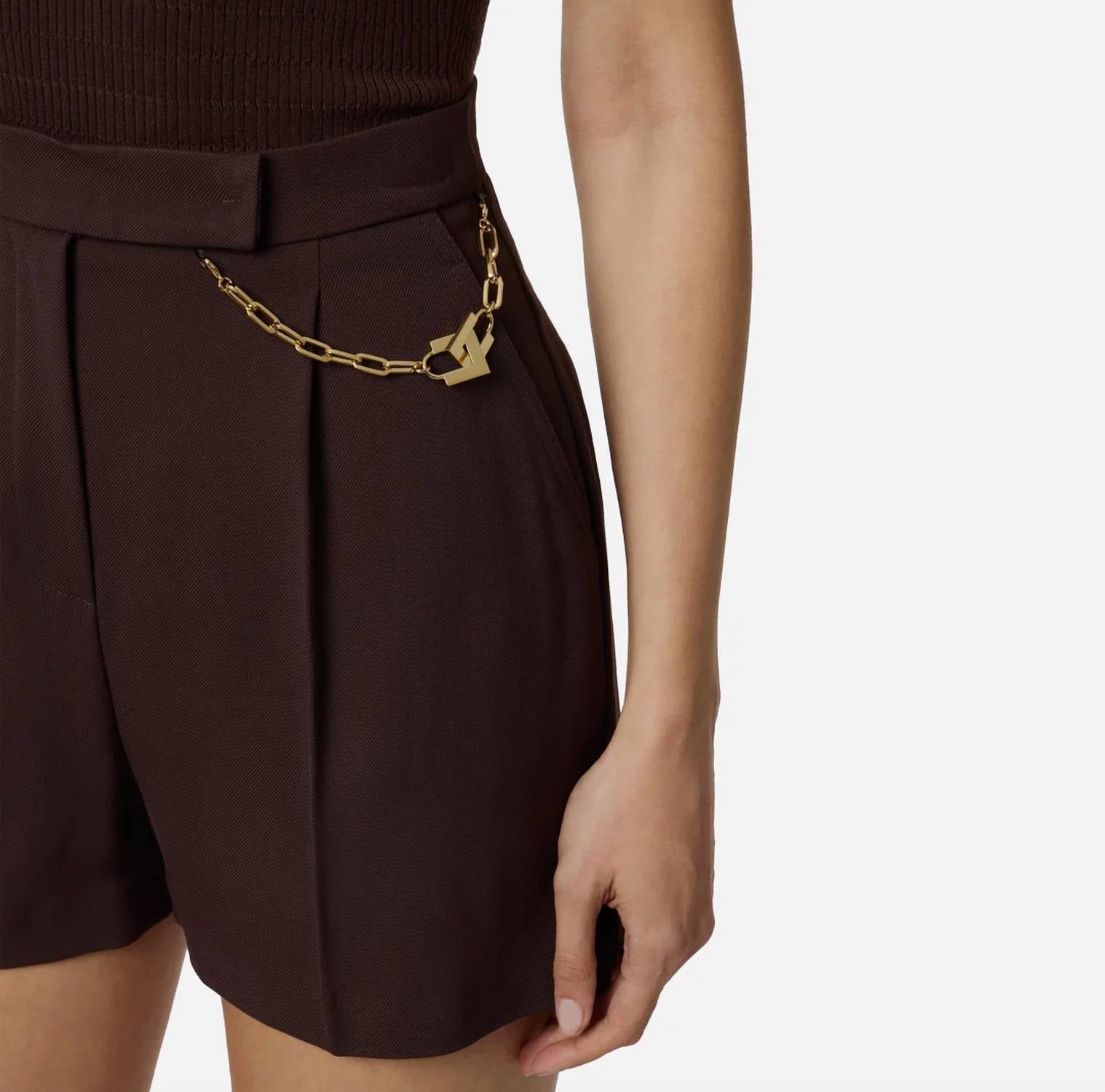 Elisabetta Franchi - Gold Chain Logo Shorts