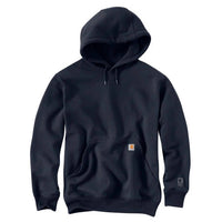 carhartt Rain Defender Paxton Heavyweight Hooded Sweatshirt in new navy - men's shirt - detail view