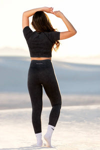 Navano - Acid Wash Short Sleeve Crop Top