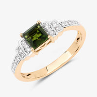 Diana M Jewels Women's Square Natural Green Tourmaline Fashion Ring (0.72 Ct) - Delicate in 14k yellow gold - women's jewelry - detail view