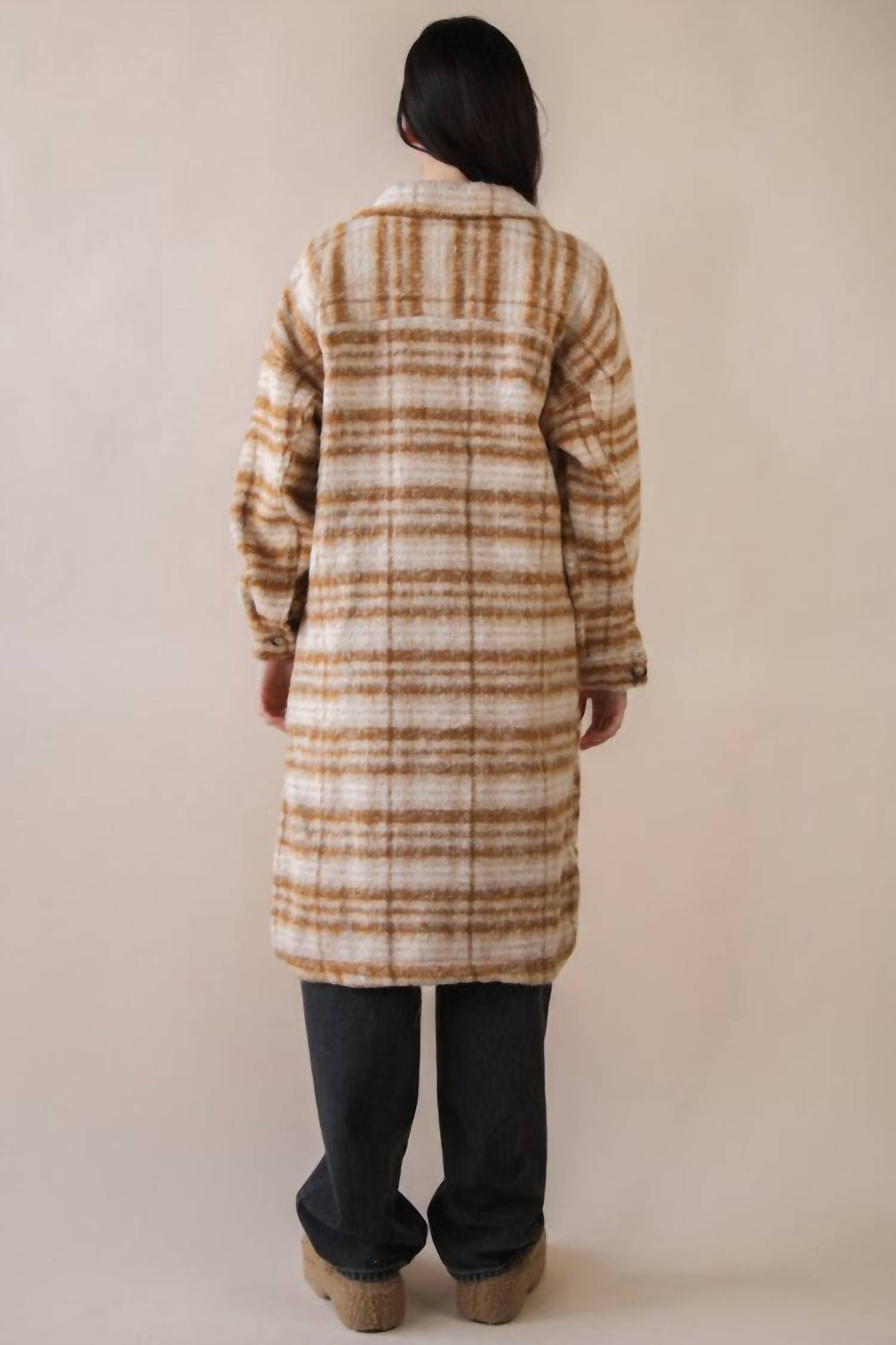 VERY J Plaid Shacket Jacket in cream - women's jacket - alternate view