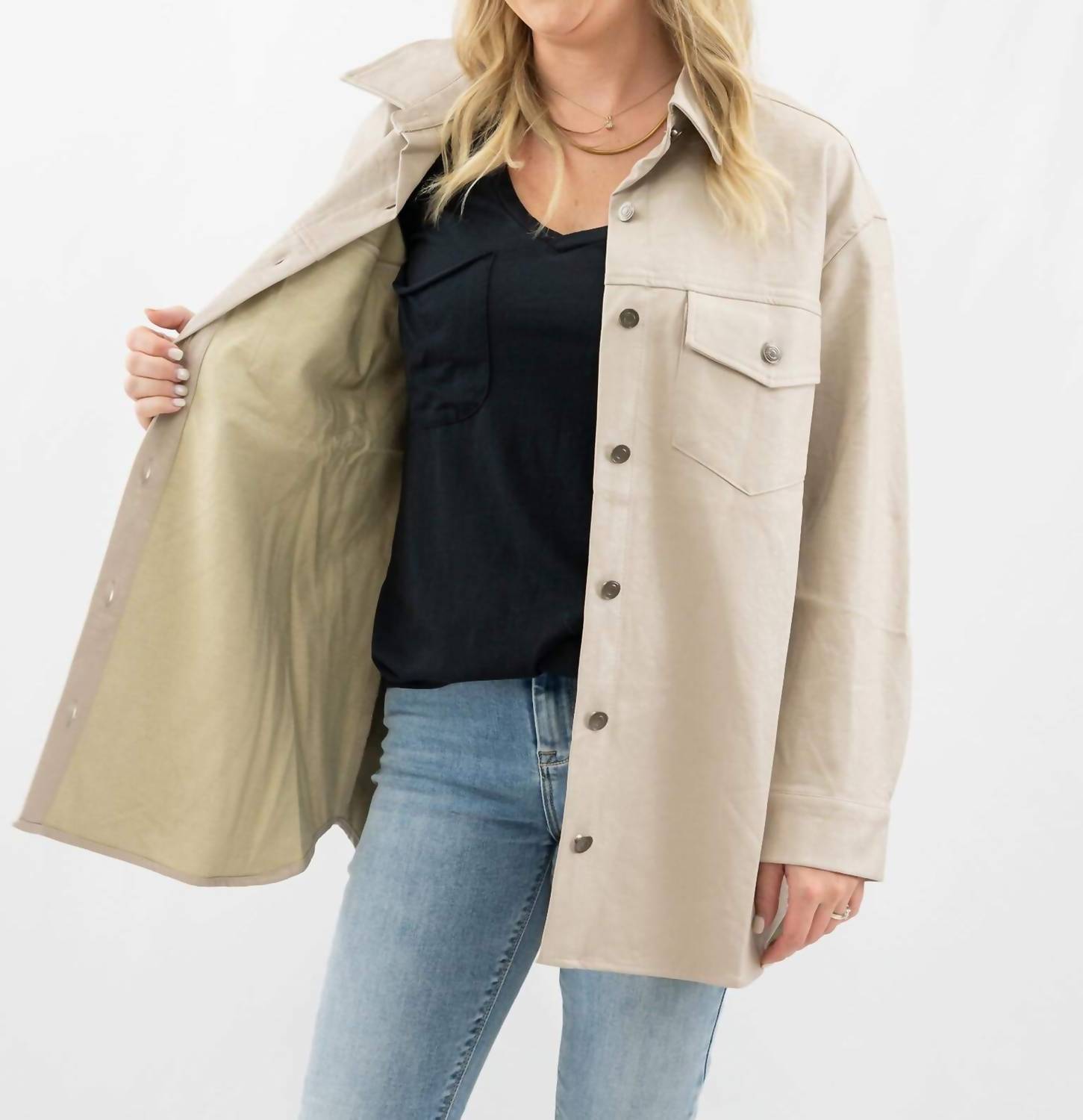 She + Sky - Faux Leather Shacket