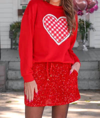 Jess Lea - Gingham Heart Luxe Pullover