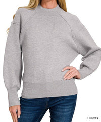 Zenana - Mockneck Exposed Seam Sweater